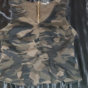Soho Olive Green VEST with Gold Zipper